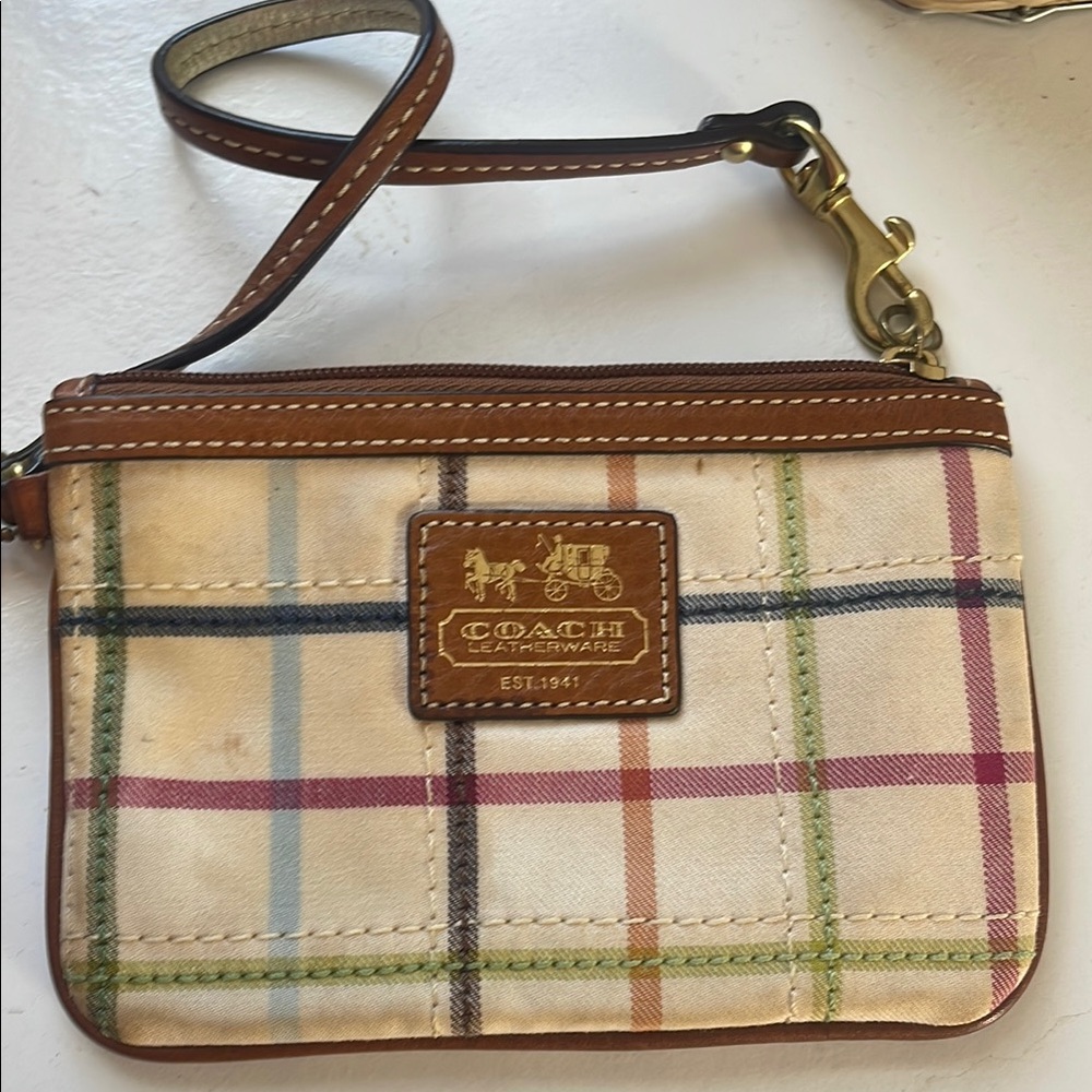 Coach Multicolor Plaid Wristlet